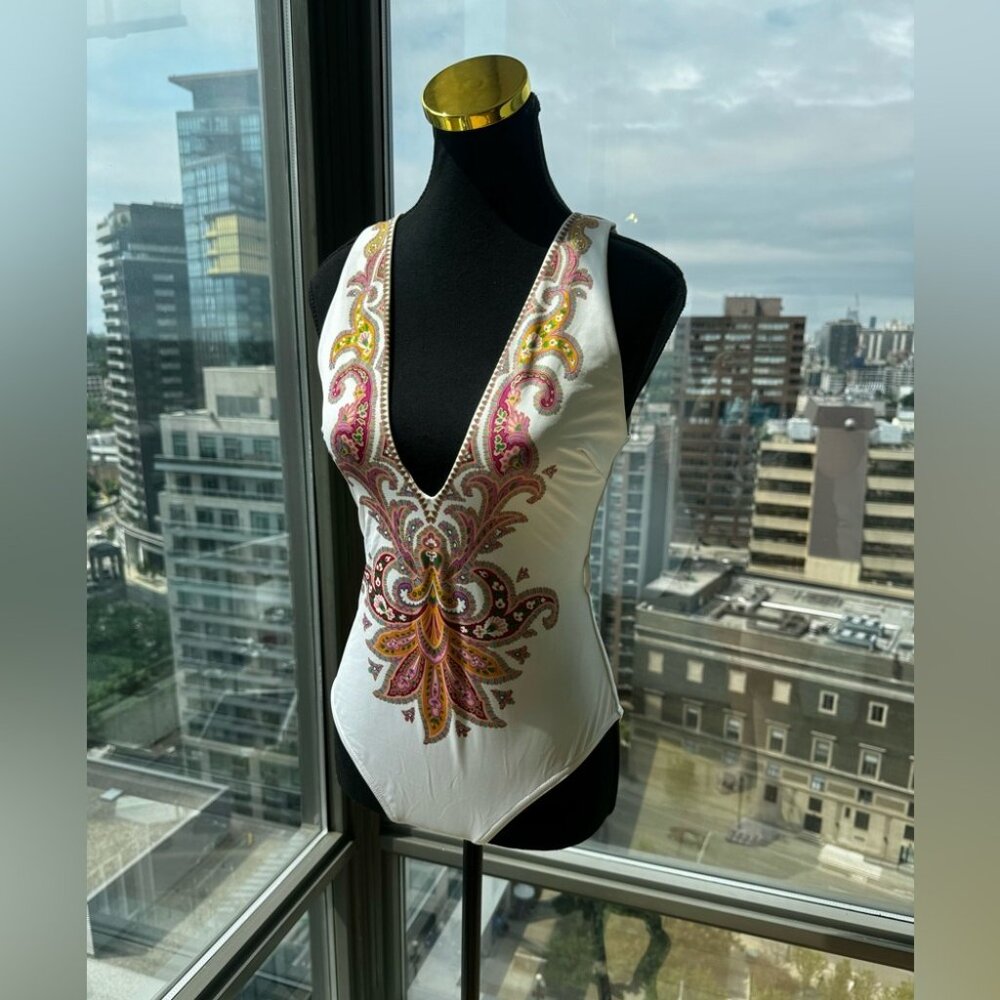 🆕 ZIMMERMANN 🧿 NWOT Teddy Paisley Plunge Bathing Suit, Sz 3 - MISSING BELT - Picture 9 of 16
